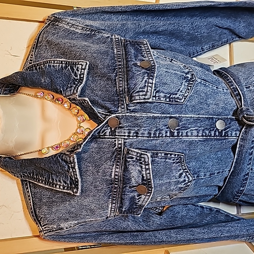Women New Blue Jean a.n.a Dress with belt in a Size Large - Picture 2 of 5